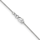 14K White Gold .9MM Round Cable Chain 18"